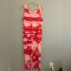 Comfort Code Stretch‎ Jersey Tank Jumpsuit Pink Tie Dye - Large